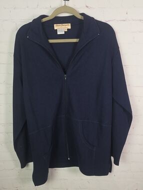 Norm Thompson Navy Full-Zip Women's Hoodie